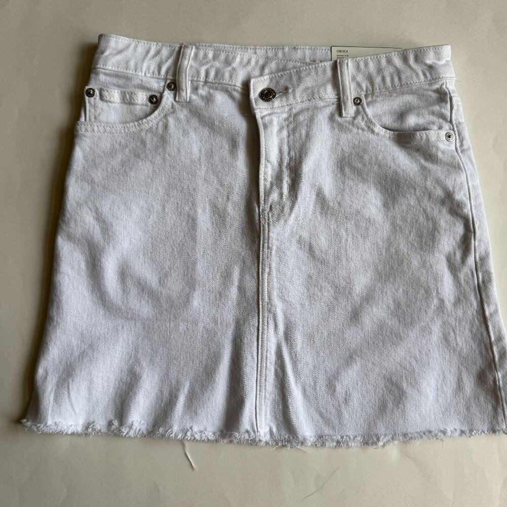 American Eagle Outfitters Perfect Mini Stretch High Rise Denim Jean Skirt White
